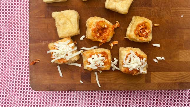 Image for article titled May I Present These Tofu Puff Pizza Rolls